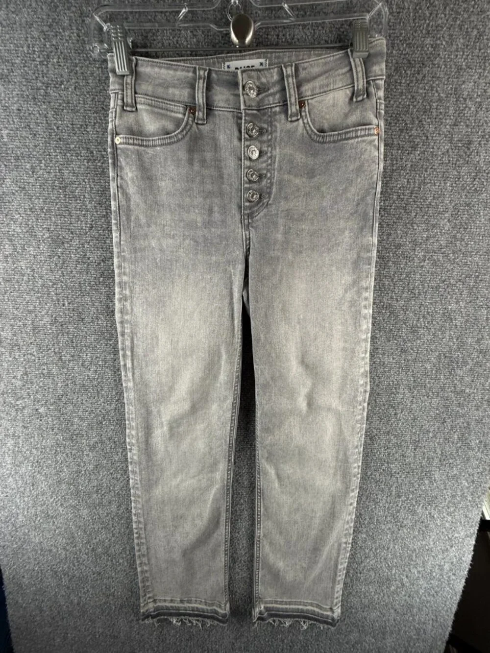 Paige Cindy Crop 24 Denim Gray Jeans Cotton Blend Soft Faded Asphalt ACTL 24X26